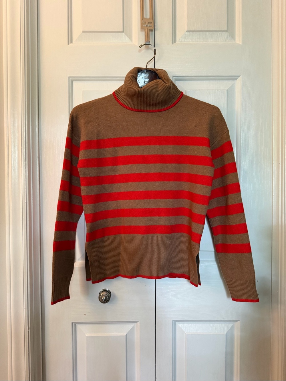Tahari Warm Camel Ribbed Turtleneck Sweater